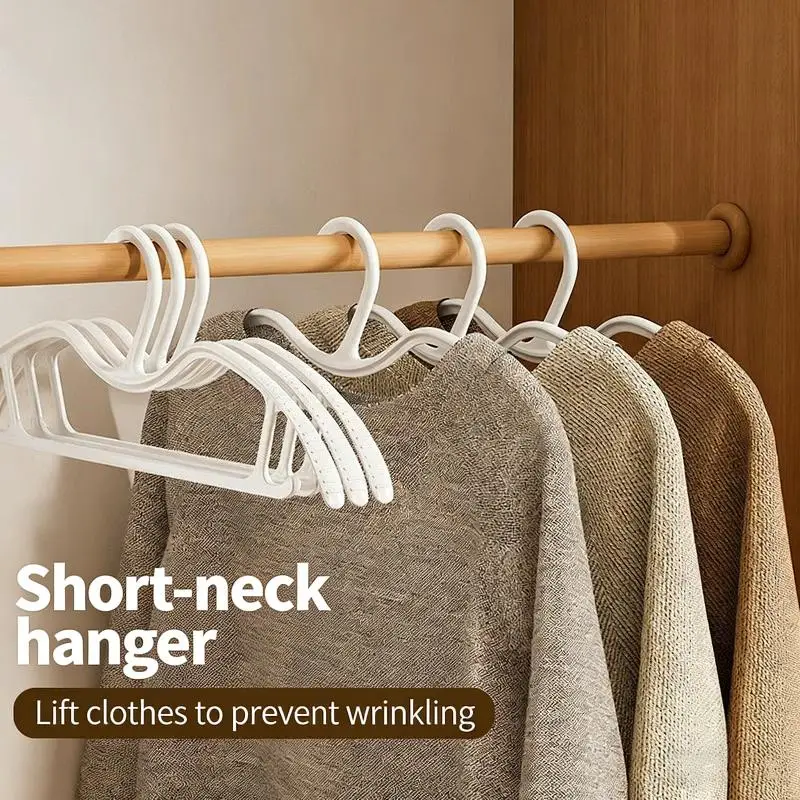【HM】10PCS Wide Shoulder Hangers, Short Neck Non-Slip Mark-Free, Space Saving Closet Organizer For Home Dorm Wardrobe