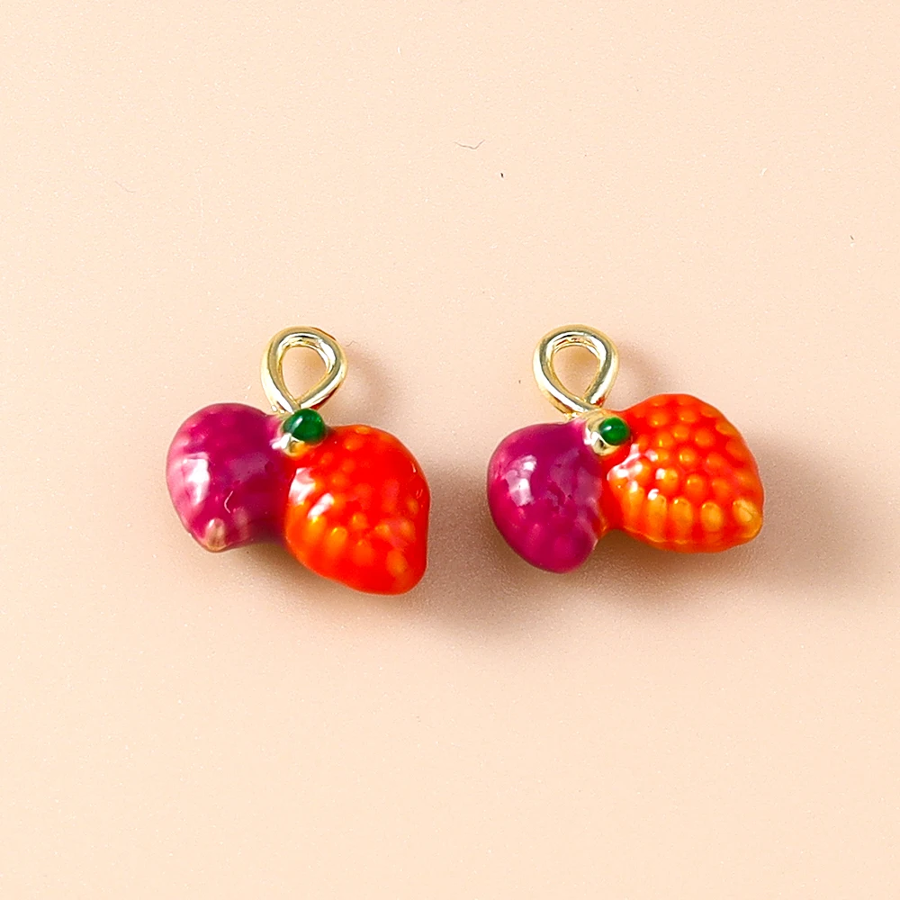 Leslie 5 Stück Niedliche Mini-Fruchtanhänger Apfel Banane Zitrone Traube Charm-Perlen für Marken-Sterlingsilber-Armbänder Schmuckherstellung DIY – Detail 14