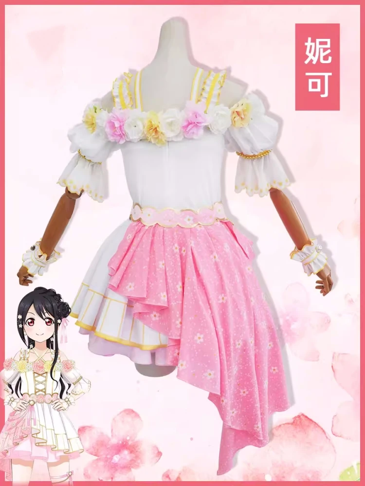 Nico Yazawa Cosplay Outfit Anime Lovelive Women Flower Festival Lovely Top Skirt Costume Role Play Clothing Halloween Party Suit