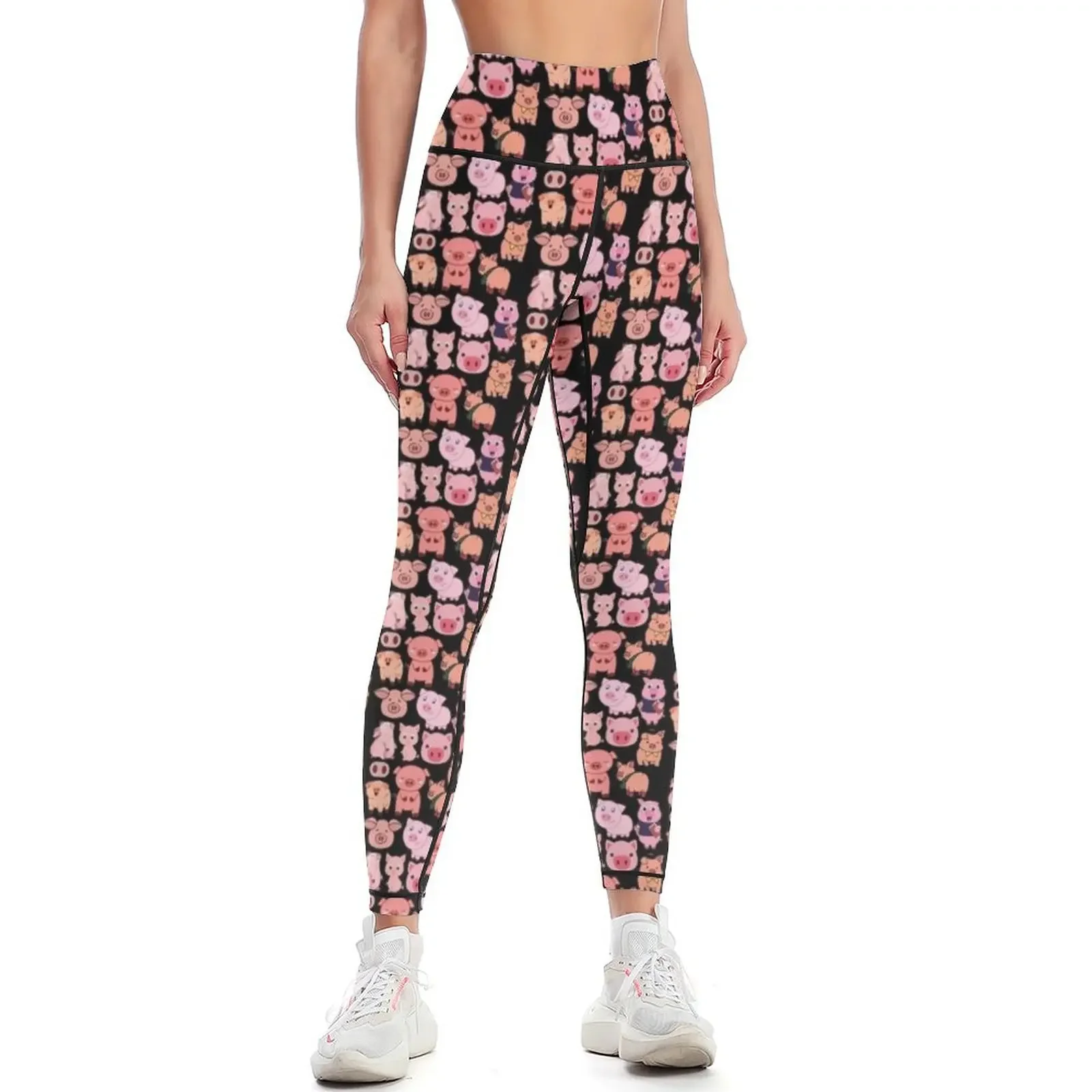 

National Pig Day cute pig pattern sticker pack Leggings legging push up push up legging gym's sportswear Womens Leggings