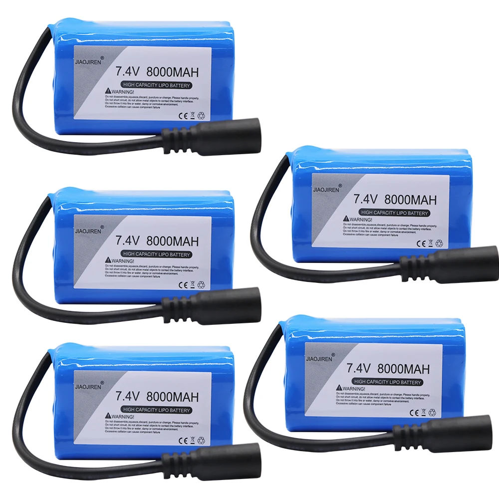 High capacity 7.4V 8000mah 2S rechargeable Lipo battery For T188 T888 2011-5 RC Fish Finder Fishing Bait toys Boats Spare Parts