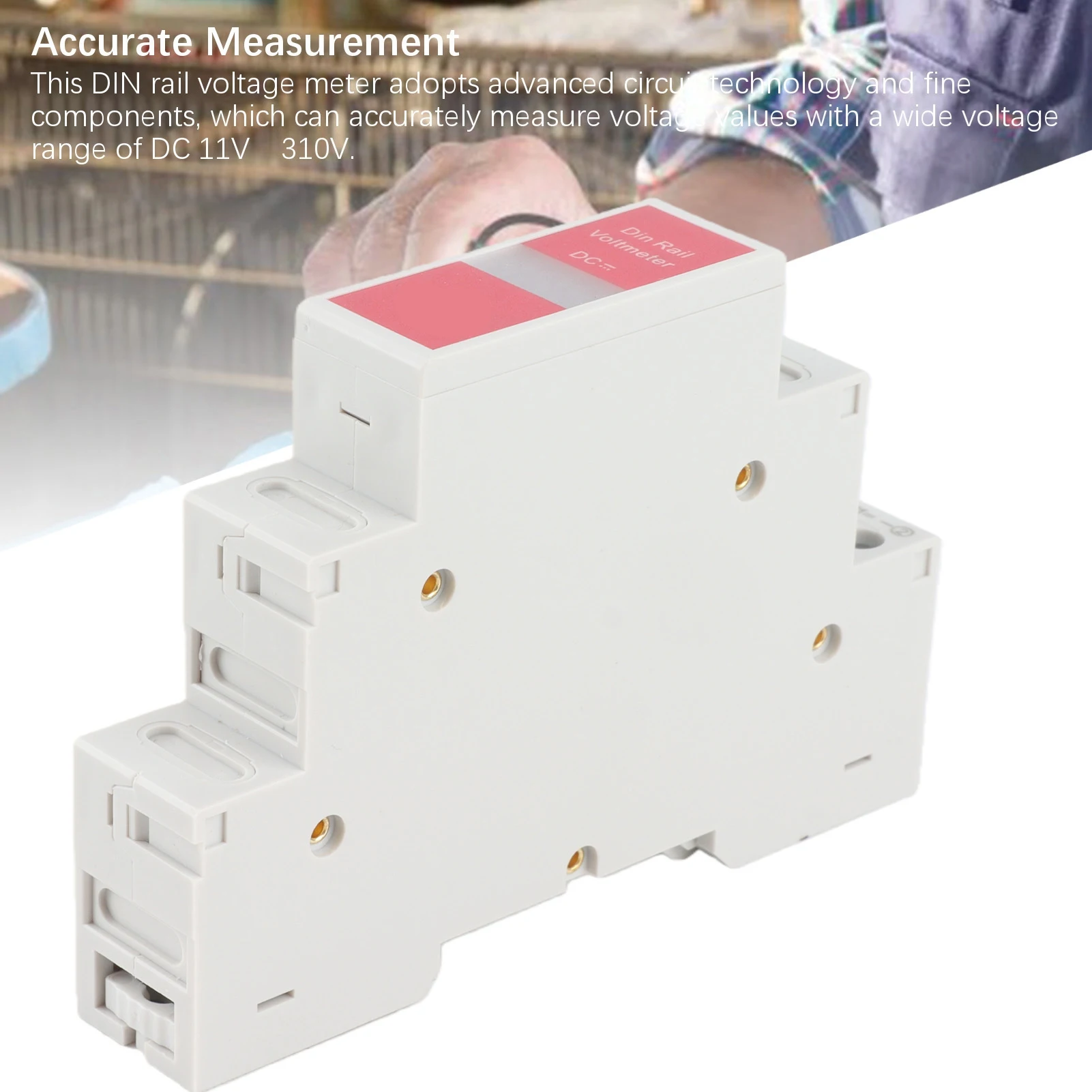 DIN Rail Mount Voltmeter DC11‑310V User Friendly LED Display Voltage Meter Flame Retardant PC for Electrical Application