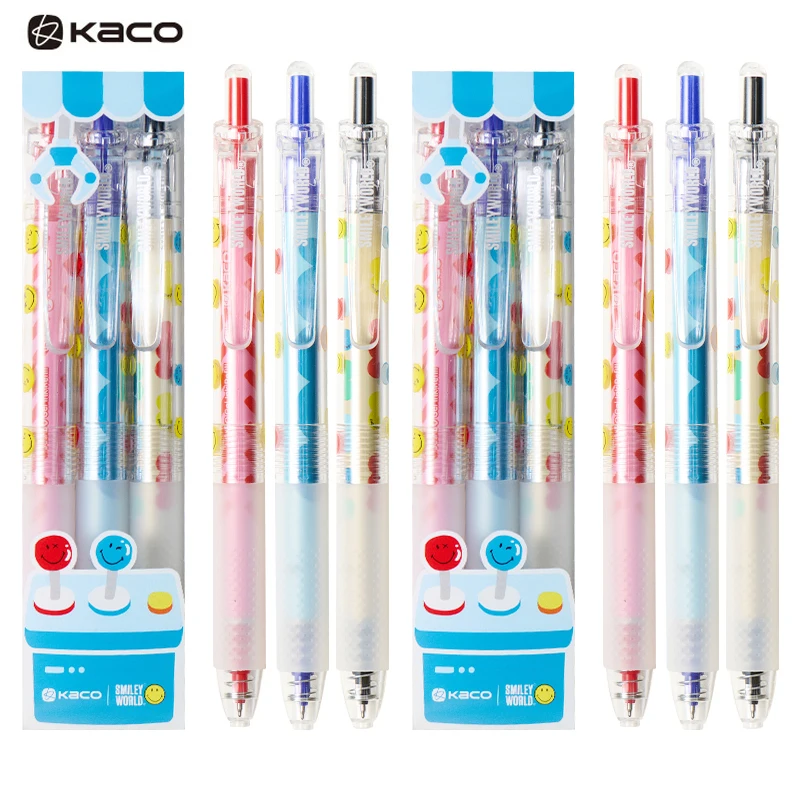 3pcs/Set KACO SMILEYWORLD Vending Machine Gel Pens,ST Ultra-fine writing Quick-Dry& Smooth,Perfect for Cute Notes and Journaling