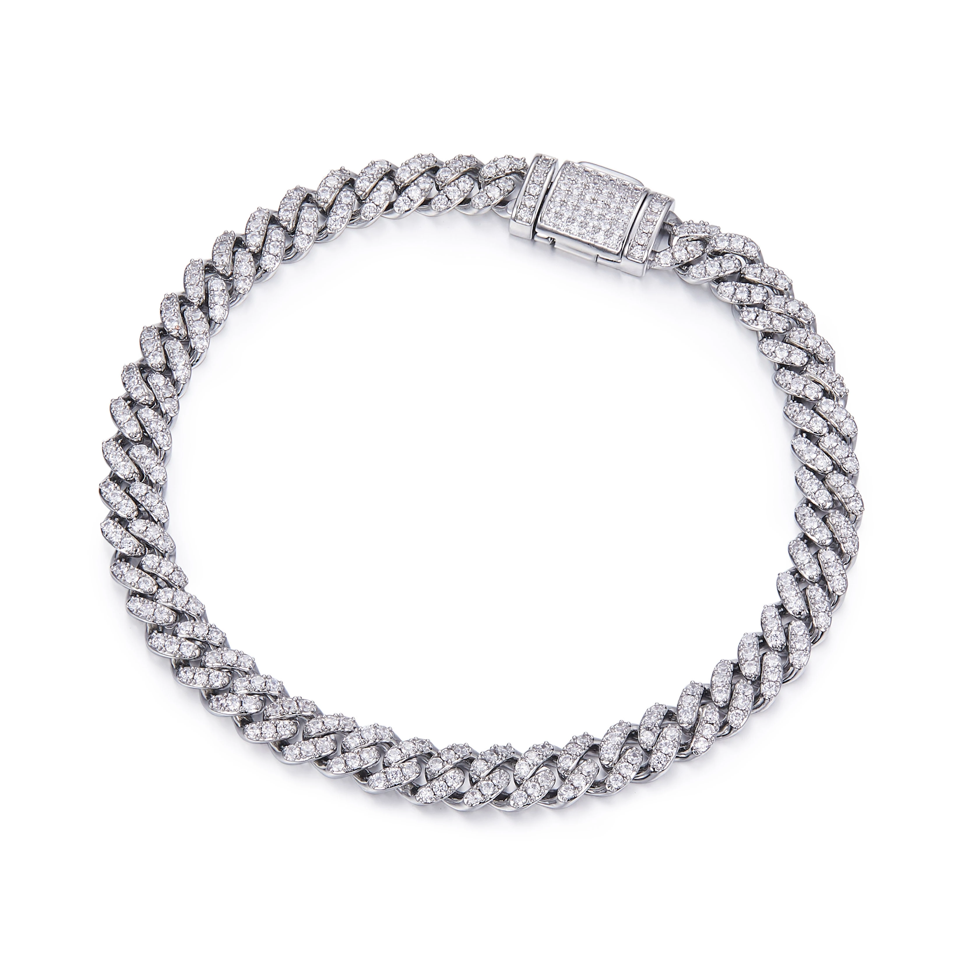 

High Quality Vvs D Moissanite Diamond 925 Silver Cuban Link Bracelet Length 7Inch Width 6mm Jewelry For Women