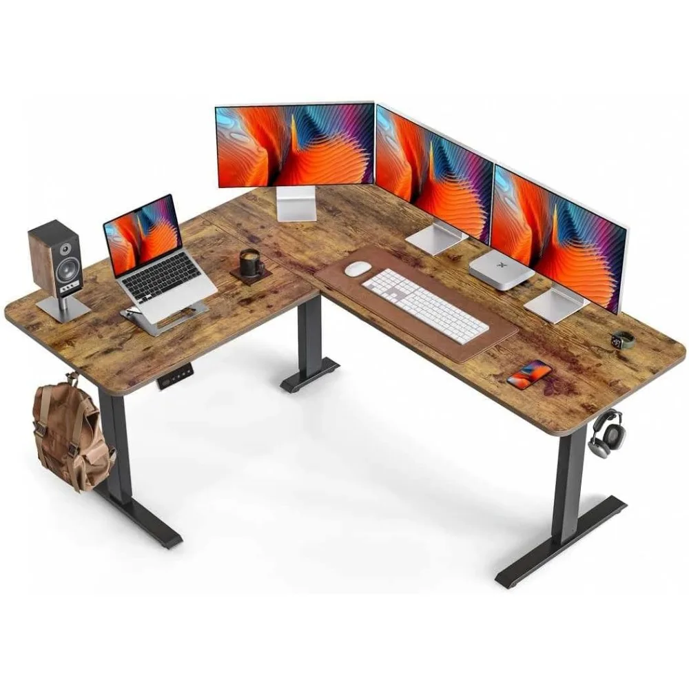 

63" L Shaped Standing Desk - Adjustable Corner Standing Desk L Shape, L-Shaped Adjustable Table with Splice Board,