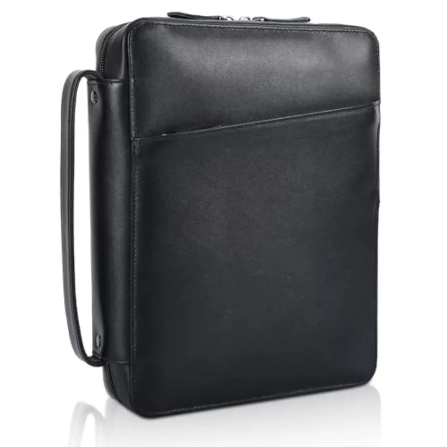 

Polare Napa Leather Bible Cover Church Bag 10x7.5x2.2 inch Carrying Book Case Bible Protective with Handle and YKK Zippered Poc
