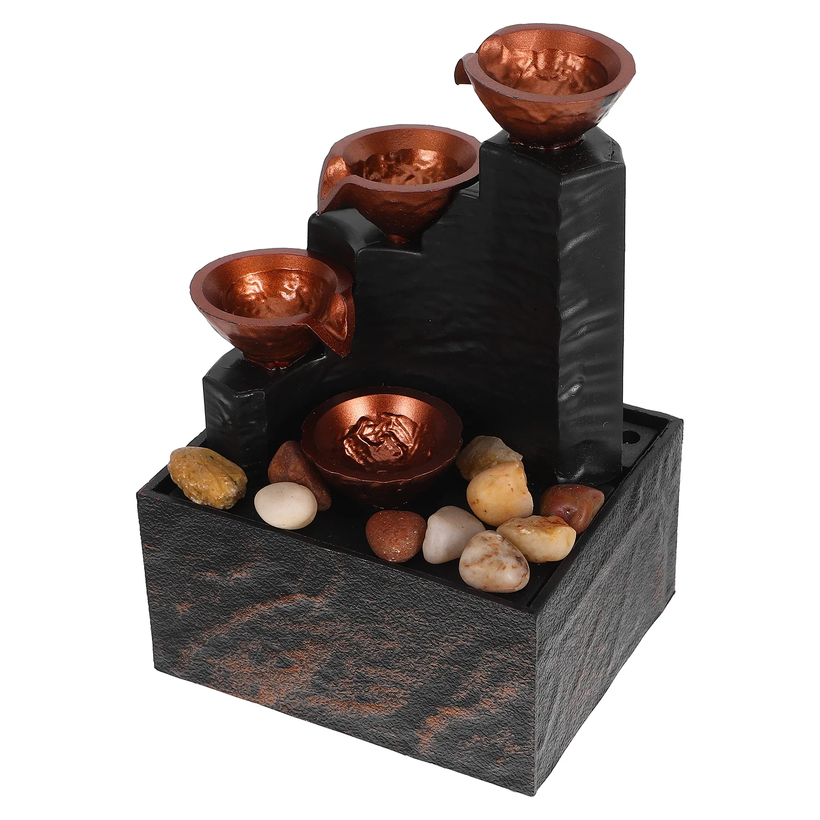 

1Set Desktop Indoor LED Water Fountain Natural Pebbles Tabletop Small Waterfall Fountain Home Office Living Room Decoration