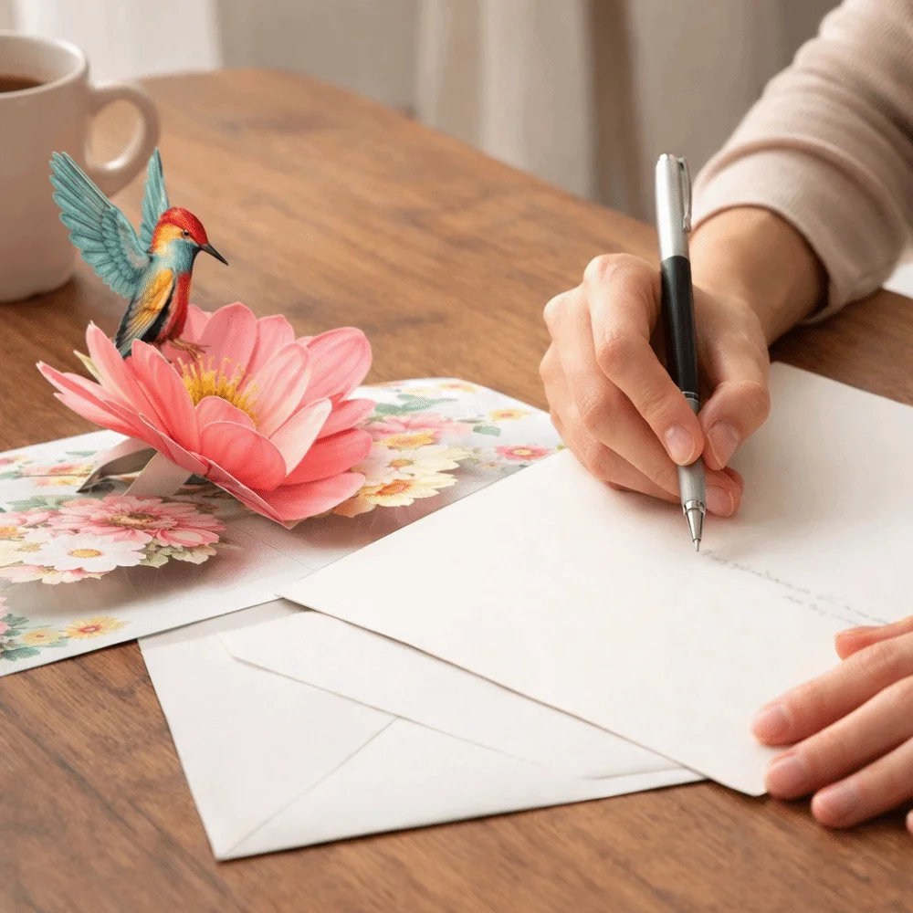 3D Kolibri Pop-Up Geburtstagskarten Naturthema 20*15cm Kolibri Pop-Up Karte 3D Blumen Grußkarte Jubiläum