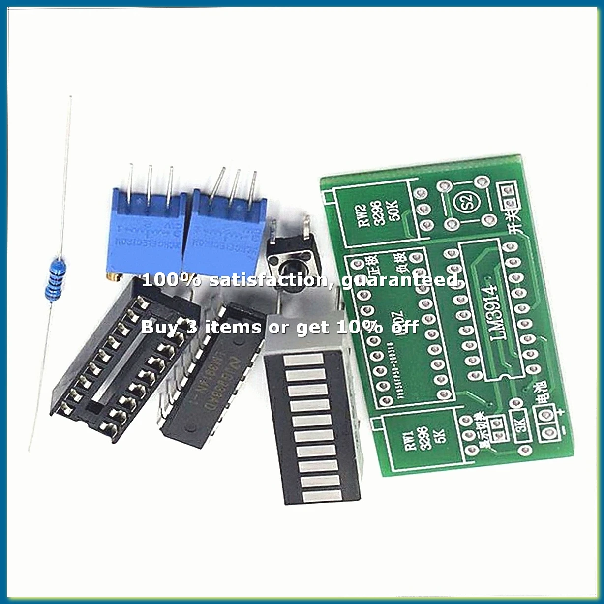 LM3914 10 Segment 3.7V Lithium 12V Battery Capacity Indicator Module Power Level Tester LED Display DIY Kits-AD33
