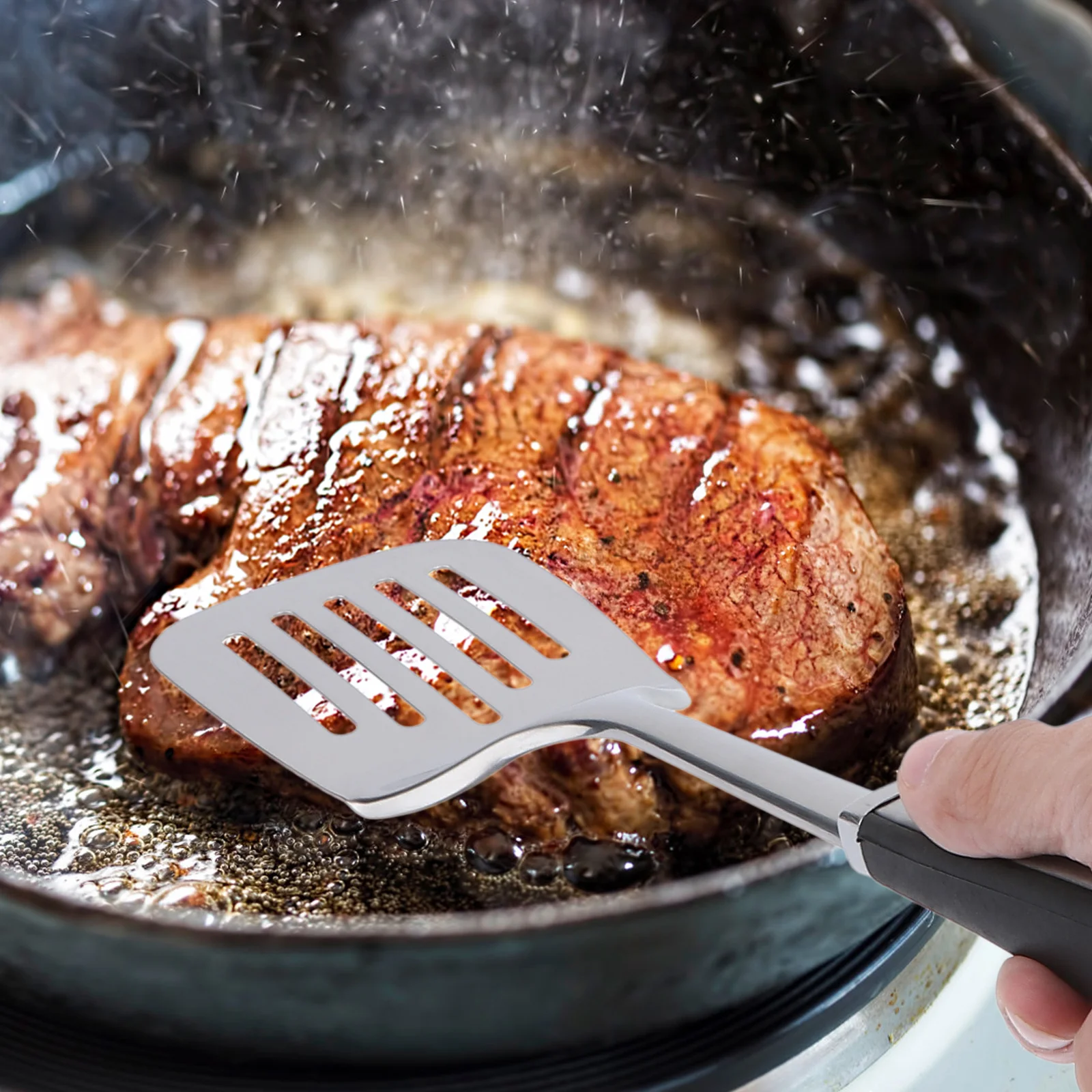 

Large Stainless Steel Slotted Turner Comfortable Handle Slotted Spatula for Cooking Non Stick Cookware Lifting Turning Draining