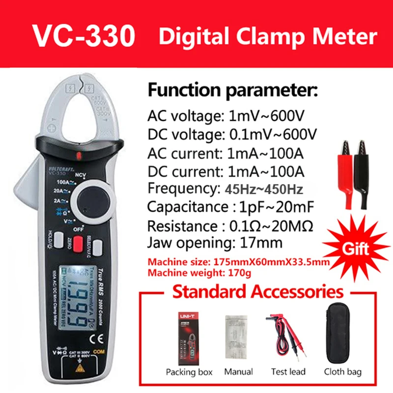 UNI-T Clamp Meter UT210E Pro AC/DC Current True RMS Pliers Ammeter Voltage Tester Multimeter Resistance Frequency Digita Meter