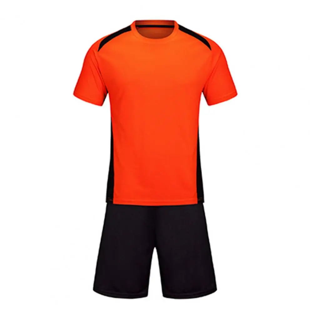 Soccer Set Men Sports T-shirt Shorts Contrast Color Sweat Wicking Sportswear Adult Soccer Jersey Sports Women Soccer Sets