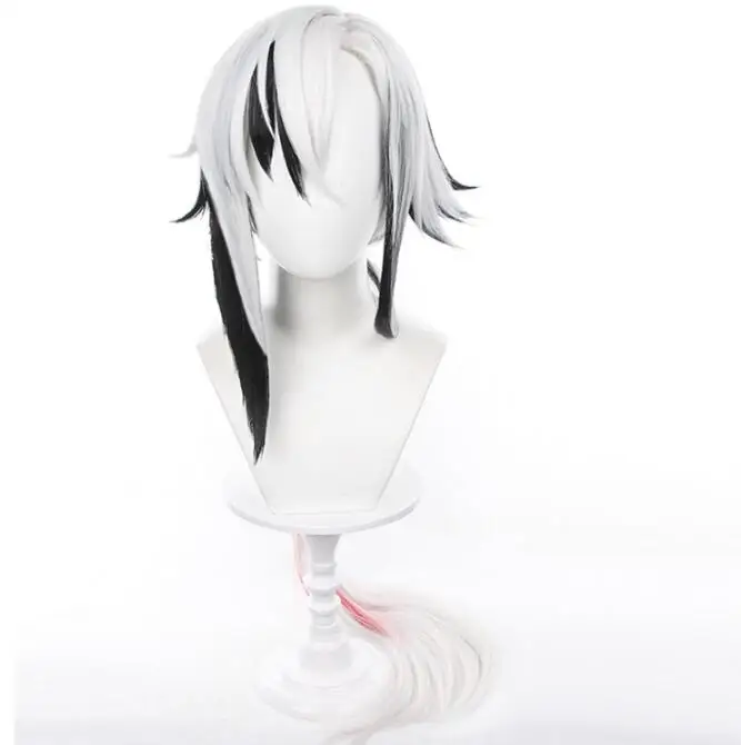 

Genshin Impact Arlecchino Wigs The Knave Game Cosplay Synthetic Straight Long White Red Black Mix Hair Wig for Daily Party