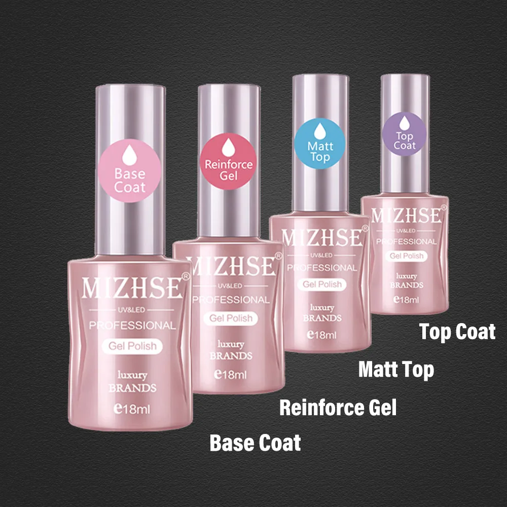 Mizhse 18ml Top Base Gel Nagellack Lack Nagel Gummi Foundation UV/LED Hybrid Semi Permanent Gel für Nägel Kunst einweichen