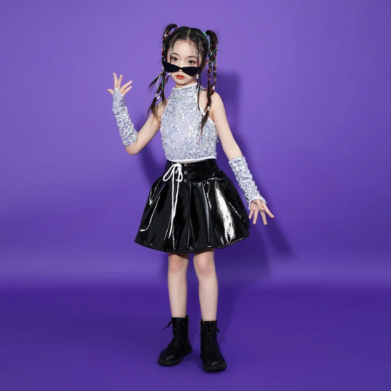 

Street Dance Costume Girls Sequins Jazz Dance Stage Performance Costume Girls Modeling Stage Runway Child Model Costume