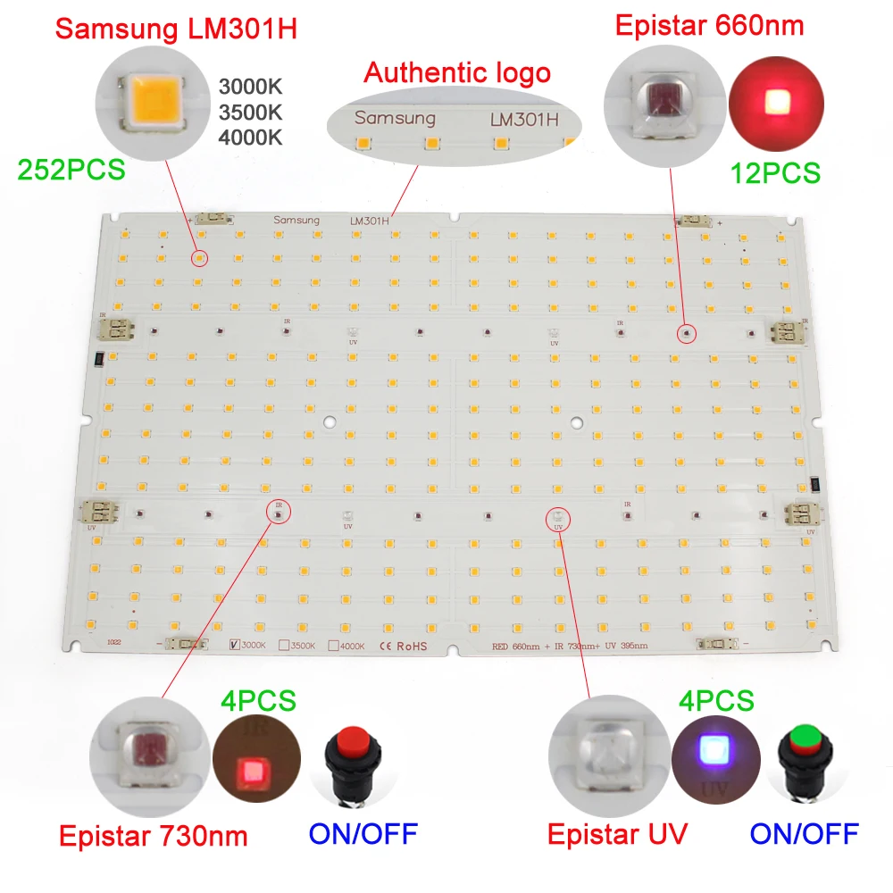 Figolite Dimmable 240w  Samsung V4 Board Led Grow light LM301H with Meanwell