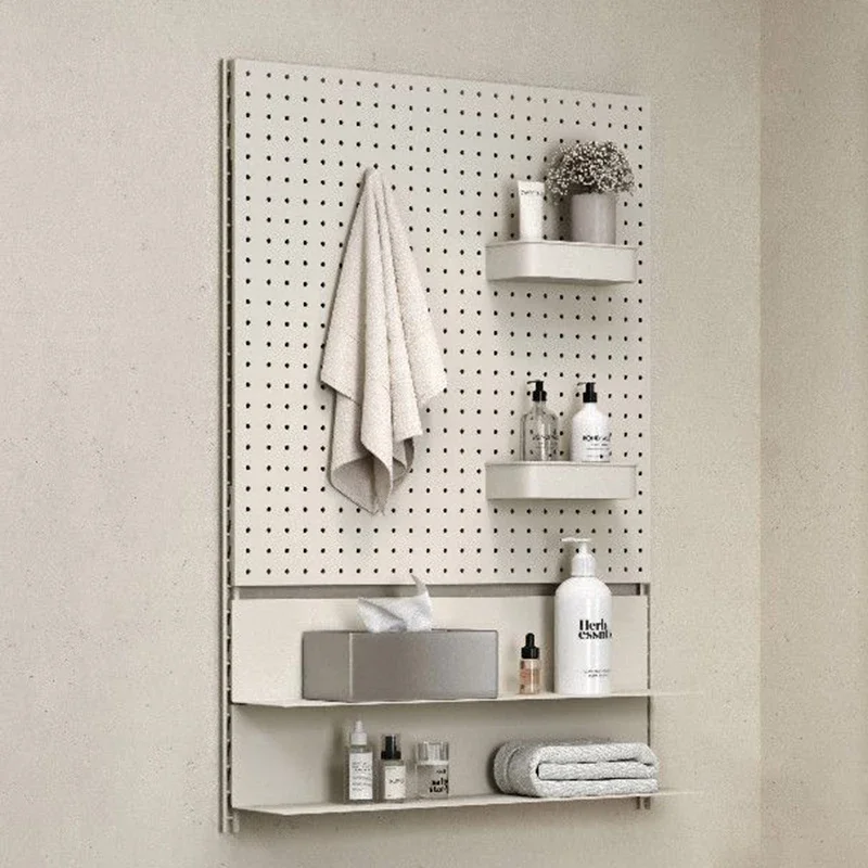 Wall-mounted Storage Holders Bathroom Bedroom Organizer Shelf DIY Wall Pegboard Display Rack Metal Household Items Accessories
