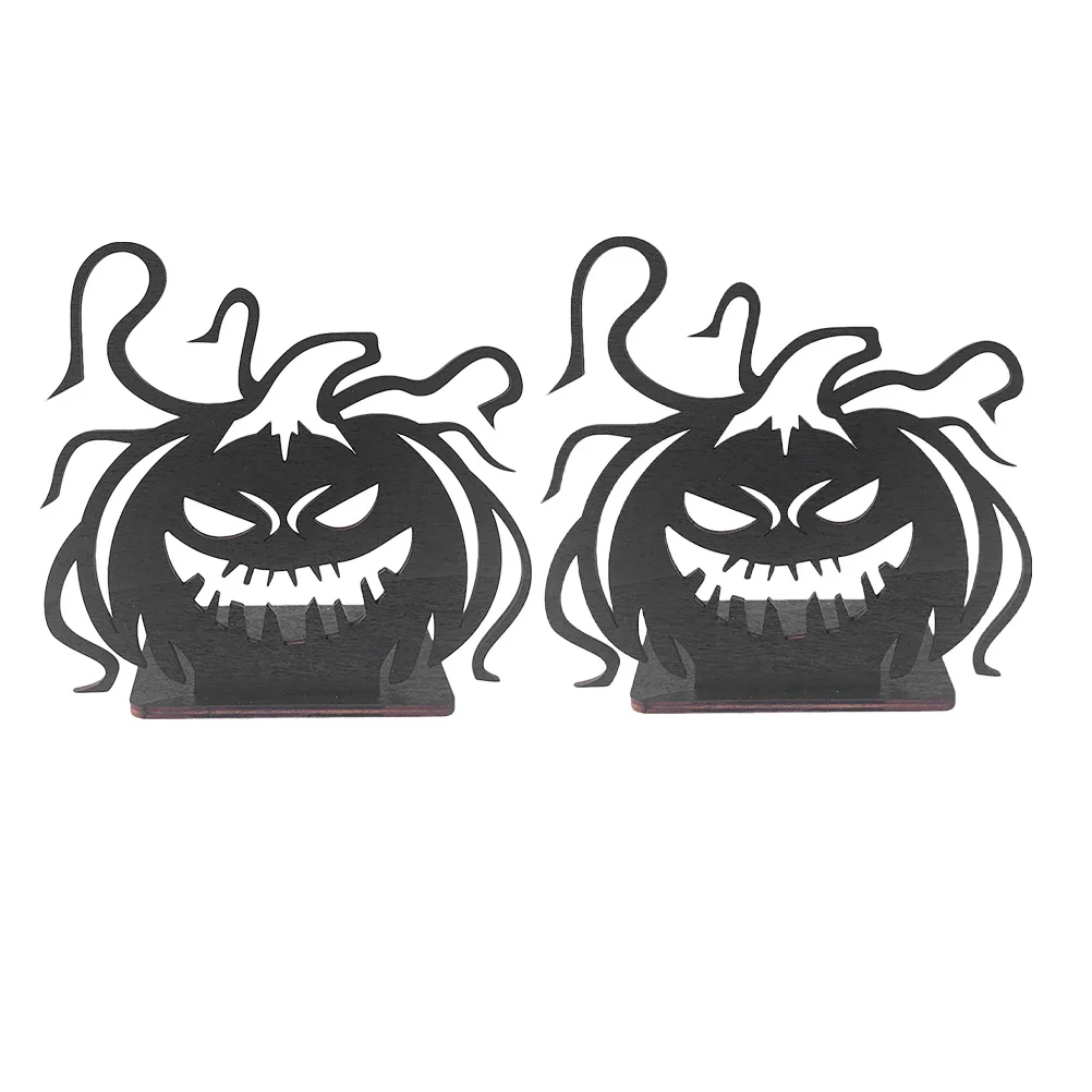 2Pcs Halloween Pumpkin Holder Wooden Decor Stable Table Centerpiece Wood Holder