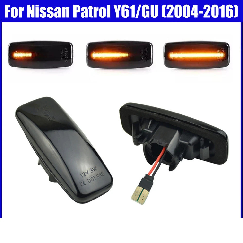 1 Pair LED Turn Signal Lamp For Nissan Patrol Y61/GU (2004-2016) Sequential Yellow Side Indicators Light Car Accessories