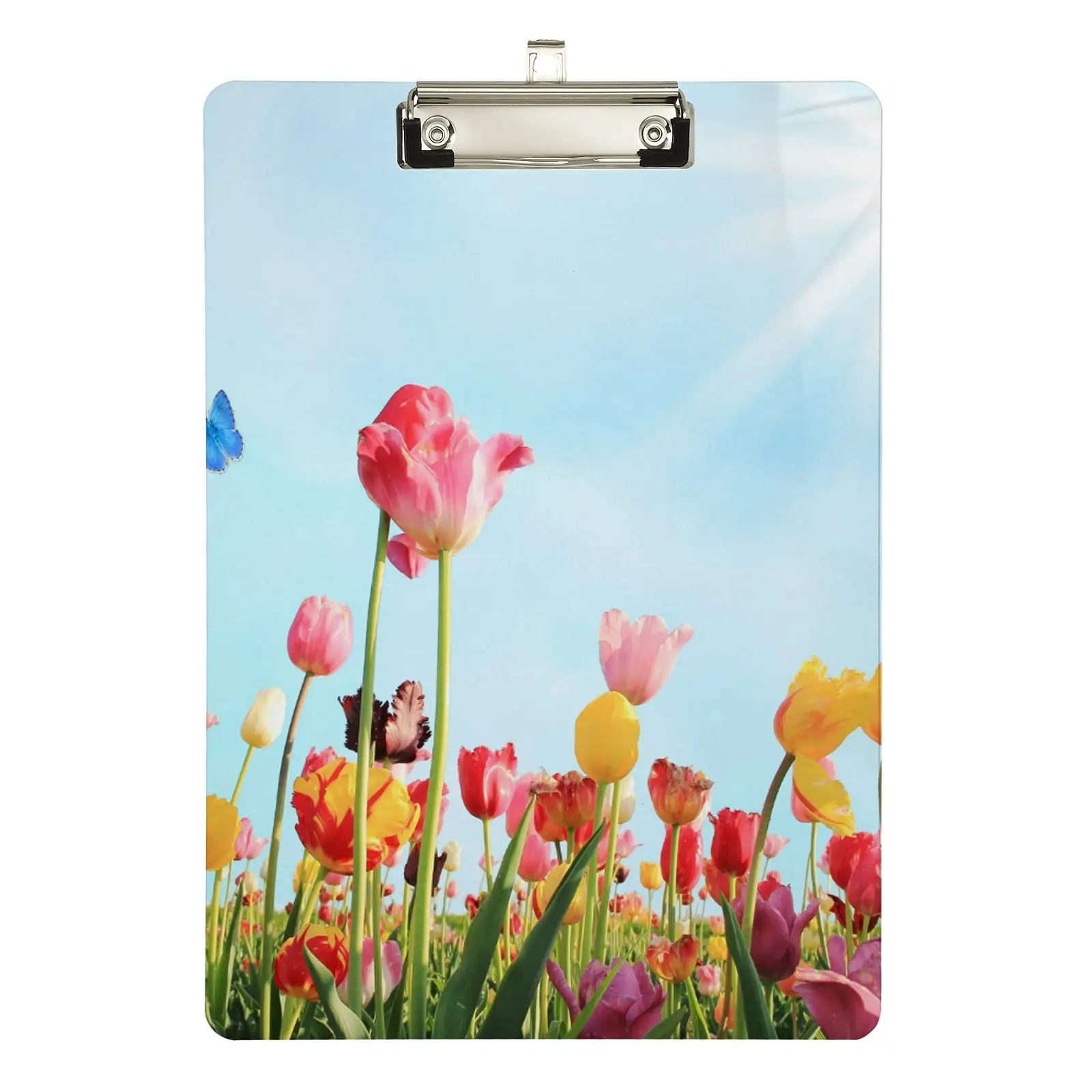 Tulips Acrylic Clipboard with Silver Clip Standard A4 Size Plastic Clipboards for Women Office File Folder Doctor Outdoor Sketch