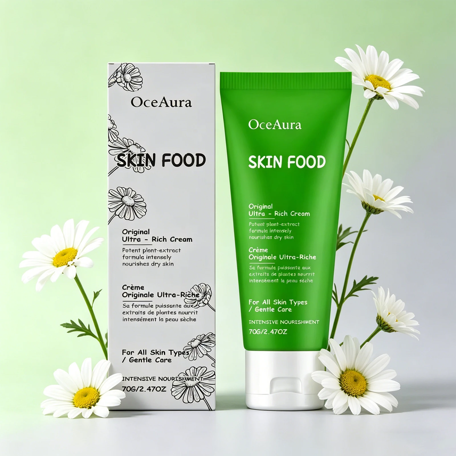 Crema Nutritiva para la Piel OceAura 70g, Cuidado y Humectación Facial Diaria, Brillo Delicado, Crema Nutritiva para Piel Delicada