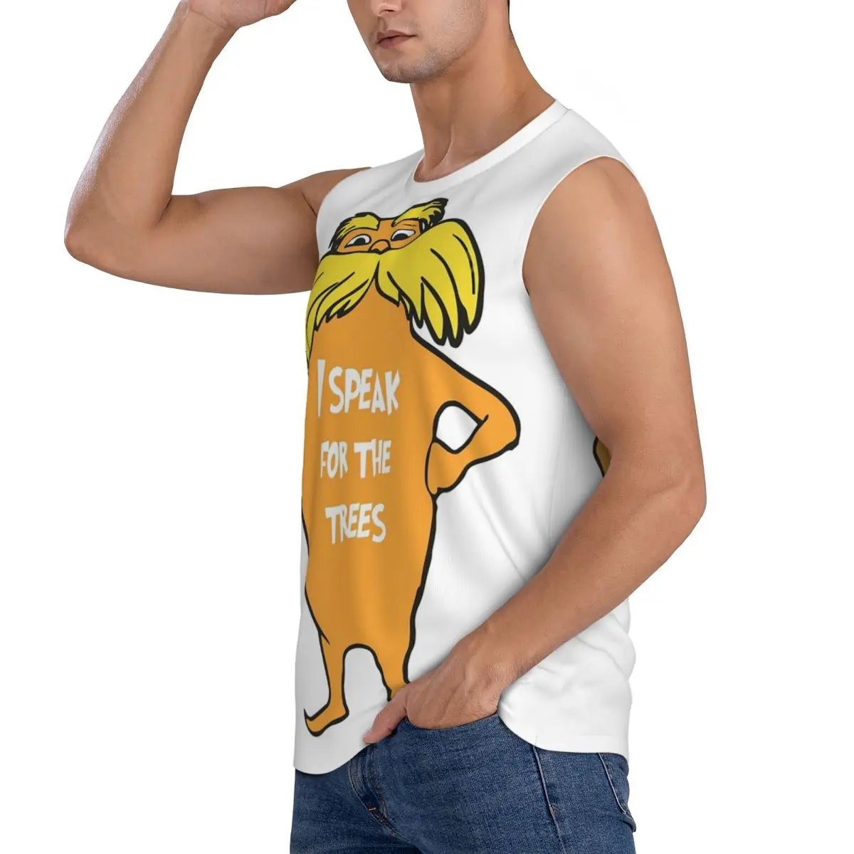 Lorax I Speak For The Trees Men Sleeveless Tank Tops Quick Dry Breathable Gym Fitness Running Summer Casual Sport Vest