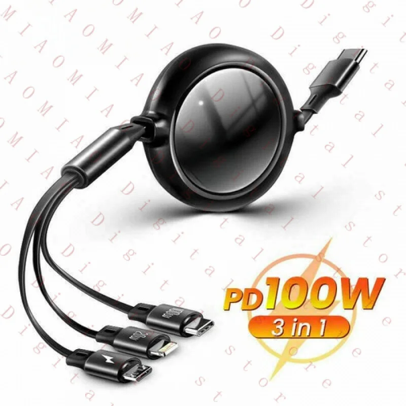 

RY FOR Baseus 100W 3 in 1 USB C To Type-C Charger Fast Charging Data Cable