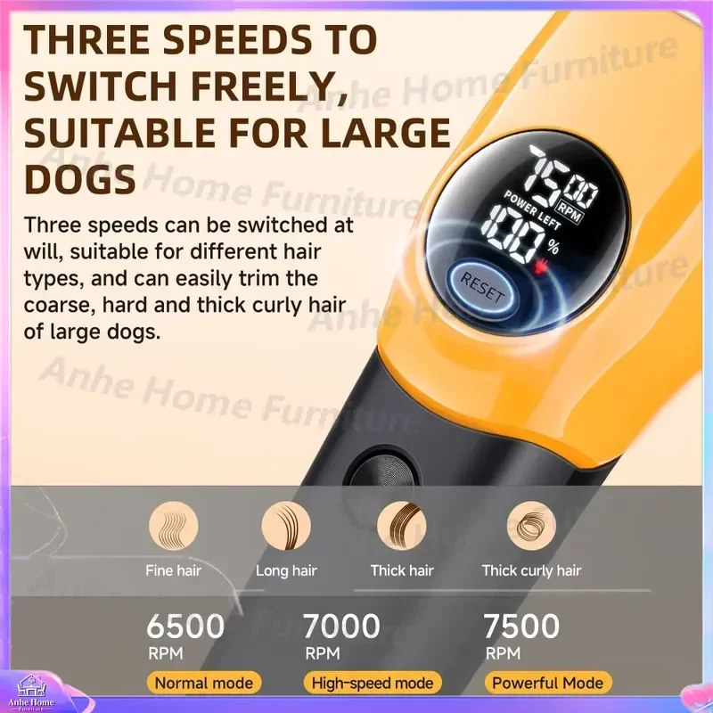 Professional Cordless Dog Hair Trimmer Low Noise USB Rechargeable Pet Grooming Clippers High Power Shaver for Dogs