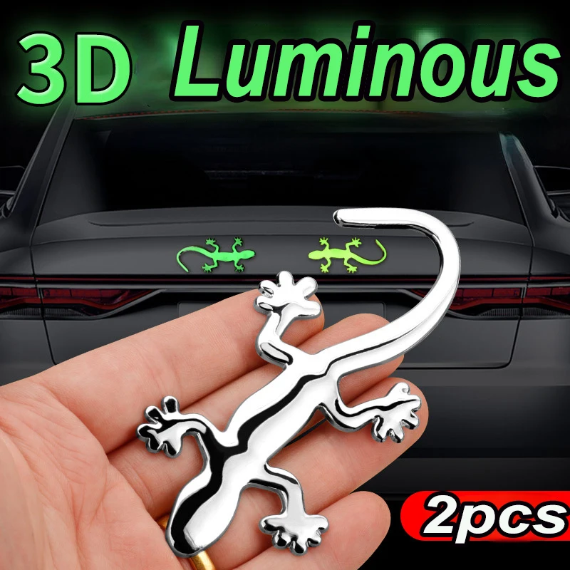 

2pcs 3D Lizard Gecko Car Sticker Luminous Waterproof Funny Car Truck Sticker Lizard Gecko Badge Emblem Decor Car Accessories