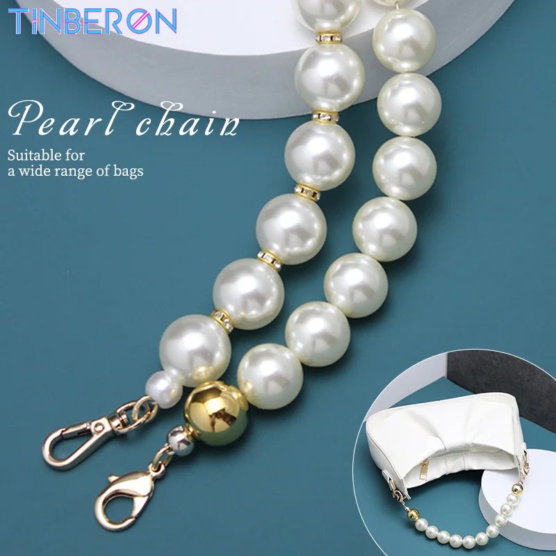 

TINBERON Accessories For Handbags Pearl Short Chain DIY Bag Strap Wallet Pearl Bags Chain Accessories Messenger Shoulder Straps