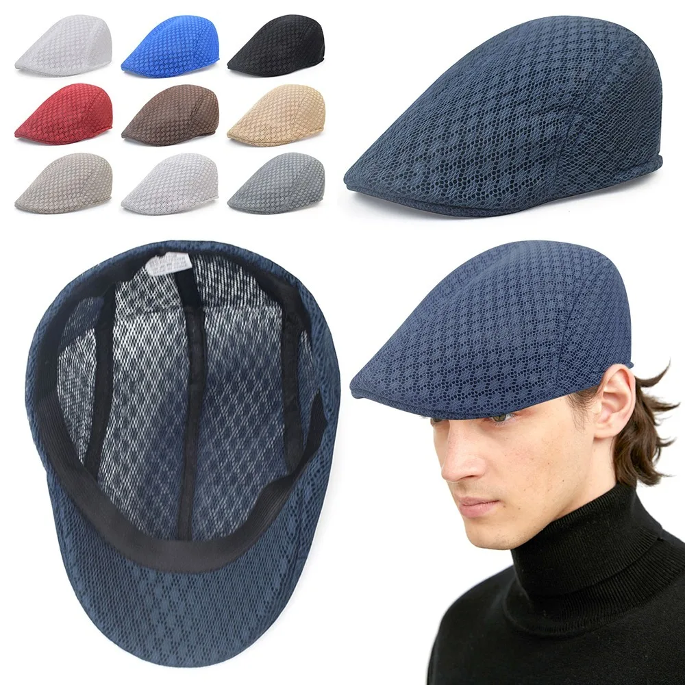 Fashion Korean Version Duck Tongue Hat Solid Color Hollow Forward Hat Breathable Mesh Berets Unisex