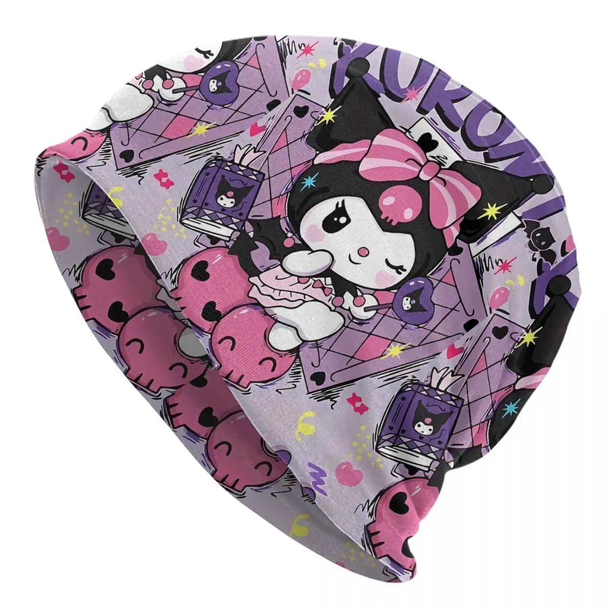 Kuromi الكرتون بونيه قبعة الهيب هوب في الهواء الطلق Skullies قبعة صغيرة للرجال النساء الربيع قبعة ذات الاستخدام المزدوج