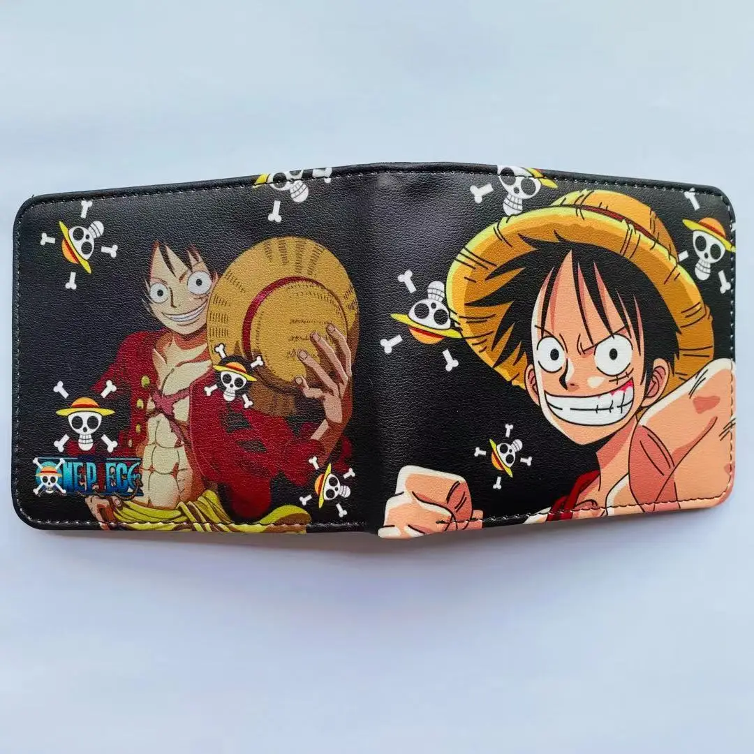 41types Anime Monkey D Luffy One Piece ZORO Cartoon PU Wallet Creative Simple Foldable Coin Purse Multifunctional Card Boys Gift view 3