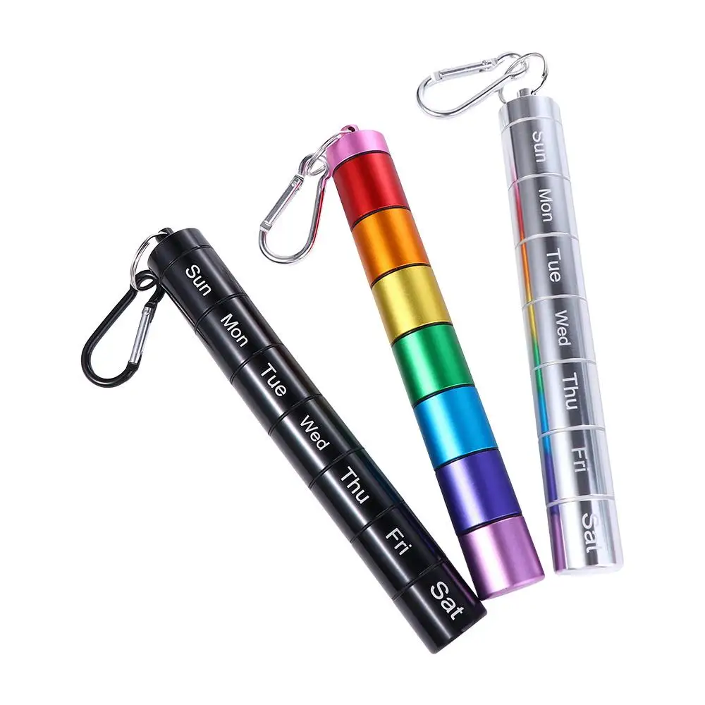 7 Days Keychain Strong Tightness Storage Container Vitamins Pill Box Weekly Pill Case Pill Dispenser Medicine Pill Box