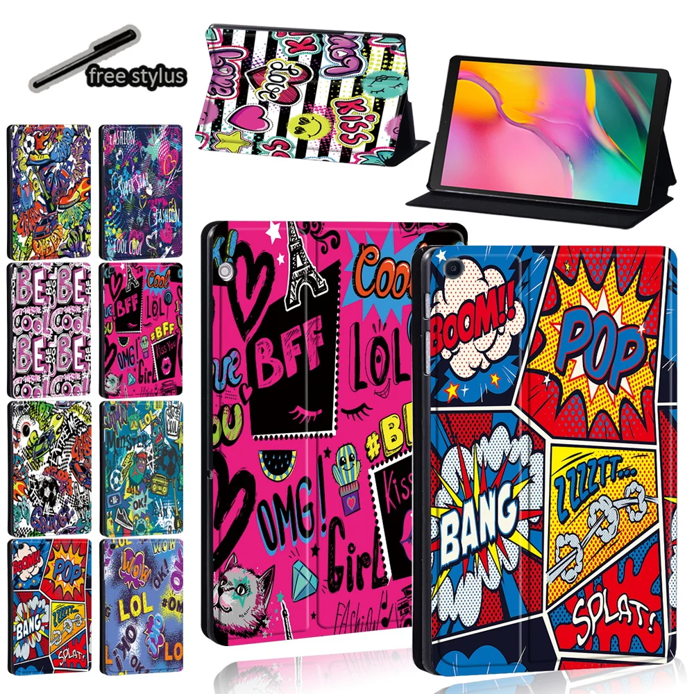 Tablet Case for Samsung Galaxy Tab S6 Lite/Tab A7/Tab A A6/Tab A 9.7/Tab S5e/Tab A 8/s4/6/7 Graffiti Protective Sleeve + Stylus