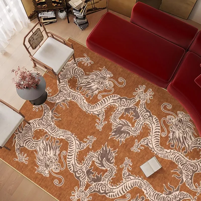

Dragon Pattern Living Room Carpets Light Luxury Large Area Bedroom Rug Home Decoration Advanced Coffee Table Floor Mats 러그 Tapis