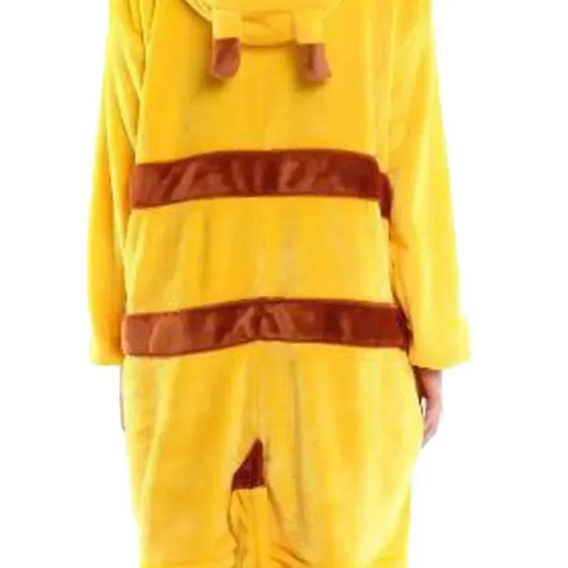 Pokemon Anime Pikachu Plush Flannel Pajamas Women One-piece Suit Long-sleeved Winter Soft Warm Men Casual Home Clothes