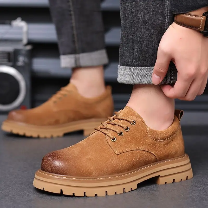 Autumn Men's Boots ANKLE Desert Boot Casual Summer Work Shoe Leather Shoes British Thin Shoes Big Toe Men's Shoes Yellow