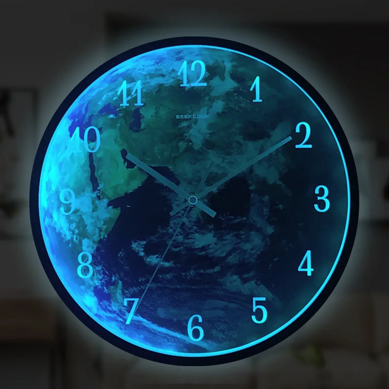 

Luminous Wall Clock Sound Control Globe Pattern LED Clock Home Decoration Clock Fashion Creative Bedroom Living Room Study