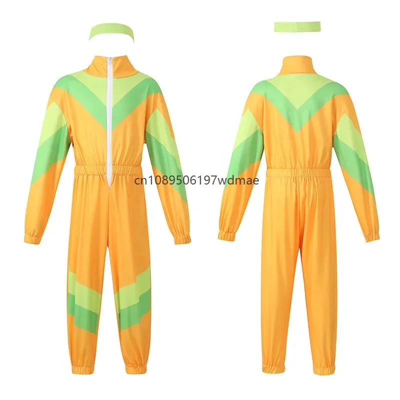 

Color Block Tracksuit Sports Meet Party Outfits 80S 90S Retro Hip Hop Cosplay Costume for Enfant Mädchen Junge Disco Dance Wear