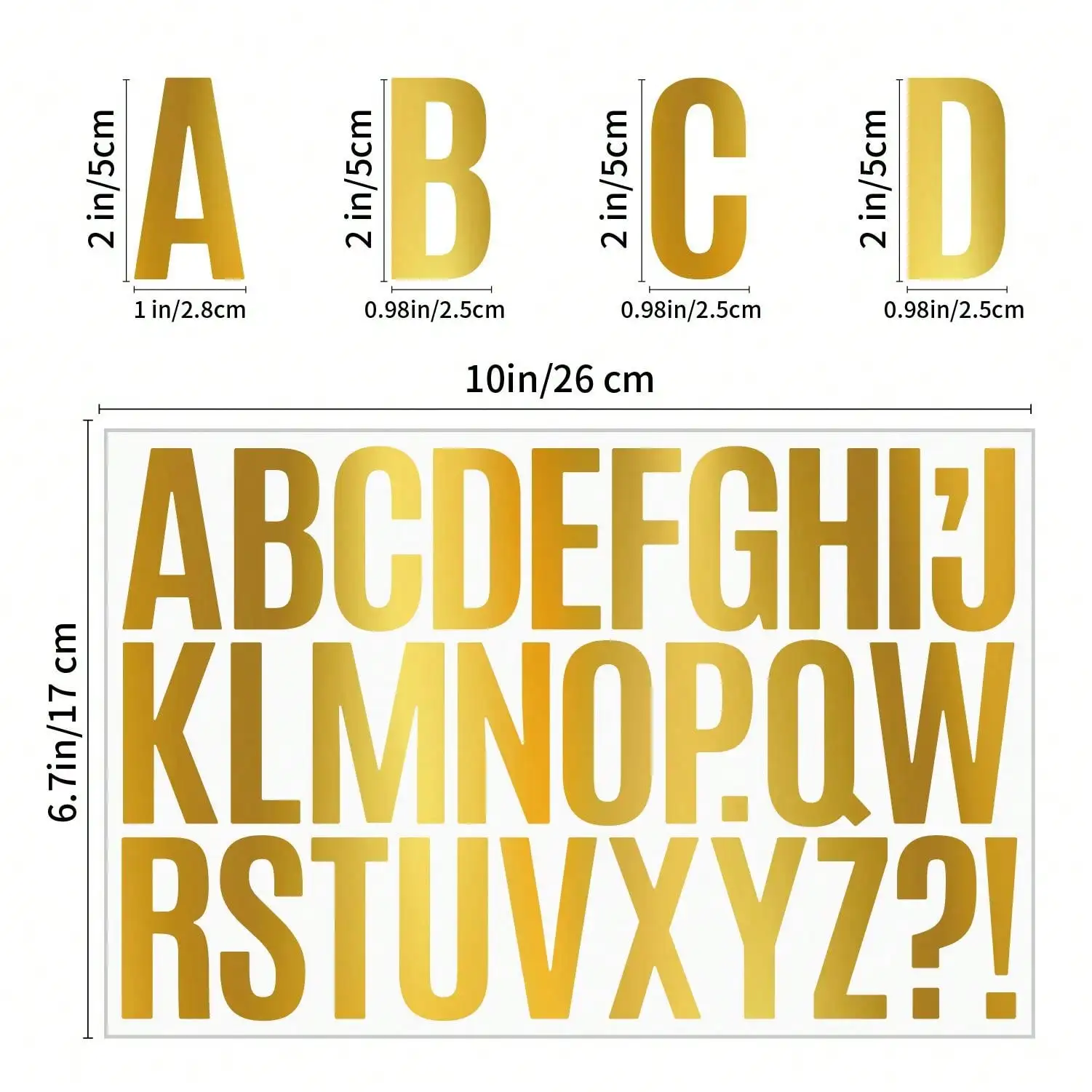 5-Blatt-Etikettenaufkleber mit Zahlen und Buchstaben in Gold für Geburtstagsfeiern, selbstklebender alphanumerischer Symbol-Geschenkdekorationsaufkleber – Detail 5