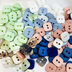 20PC Luster Square Natural Shell Mother of Pearl Green Pink 2-holes Flatback Buttons DIY Shirt Trousers Scrapbook Sewing Crafts