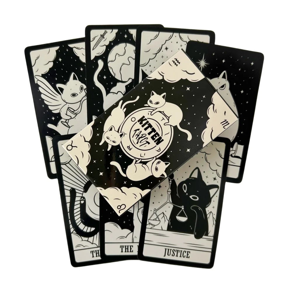 Black,Haunted Cats,Puppy Tarot Cards Game Fortune-telling Cats Rule The Earth Tarot of White Cats Divination Edition Board Deck