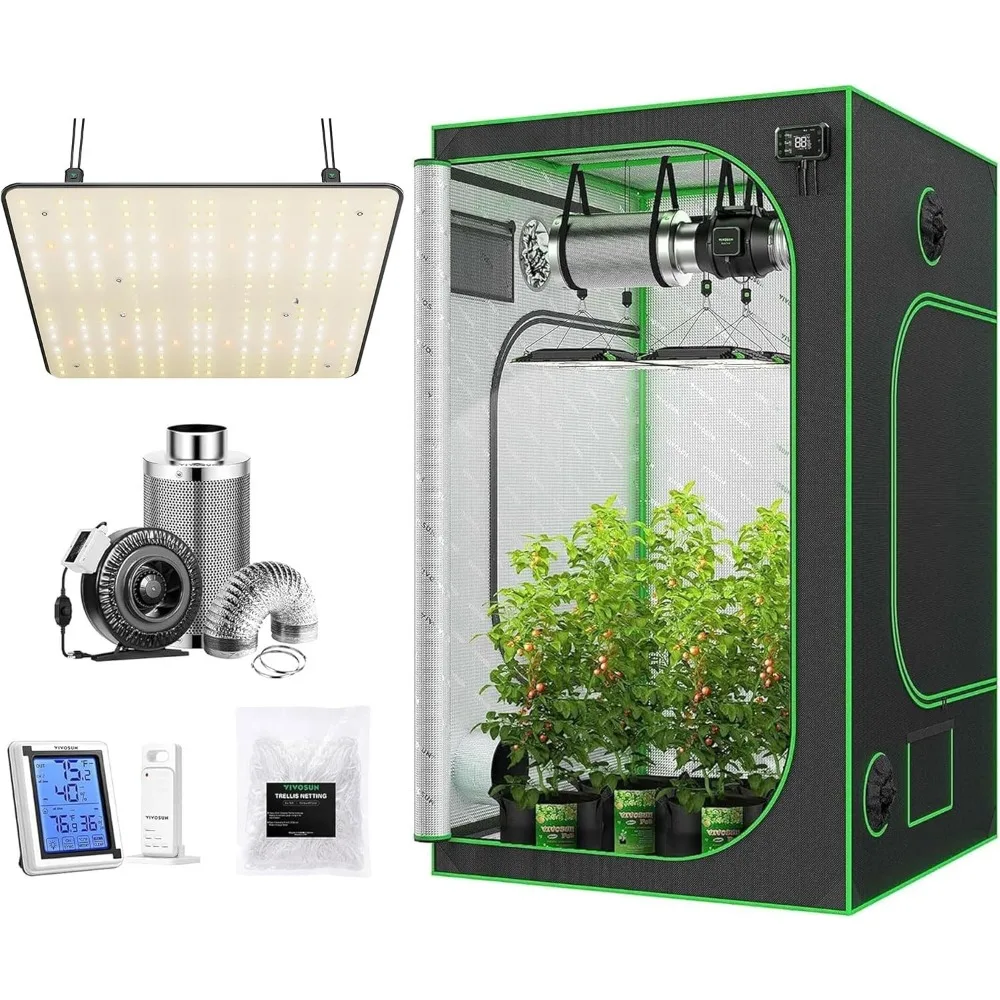 

48"x48"x80"Grow Tent Complete Kit, Growing Tent with VS1000 Led Grow Light, 440 CFM Fan Carbon Filter & Ducting Combo，Grow Tent