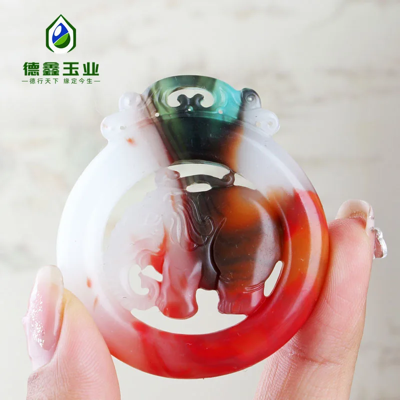

Colorful Jade Pendant Outer Material Pendant Kirin Dragon Brand Pixiu Large Men's Pendant