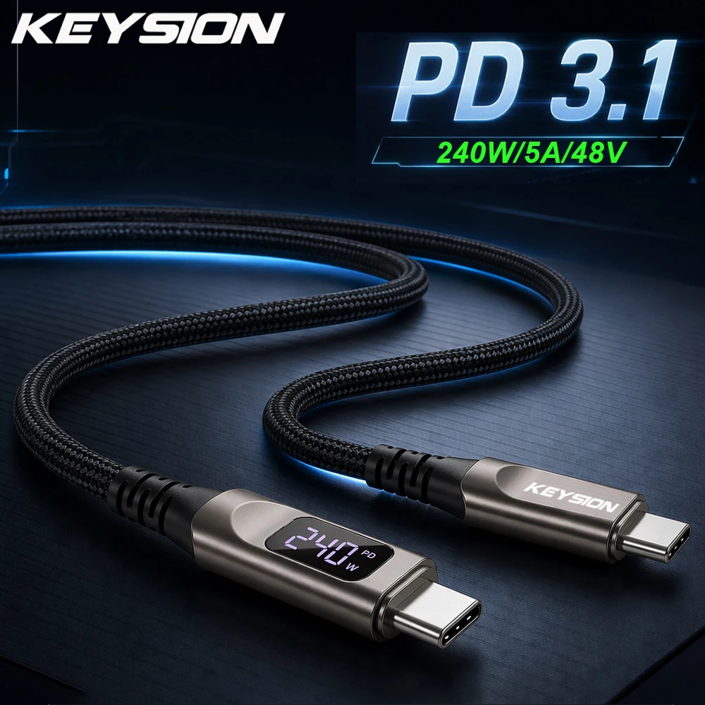 

KEYSION 240W Digital Display USB Type C To USB C Cable Zinc Alloy PD 3.1 Fast Charging Wire for Macbook Pro for iPhone17 Pro max