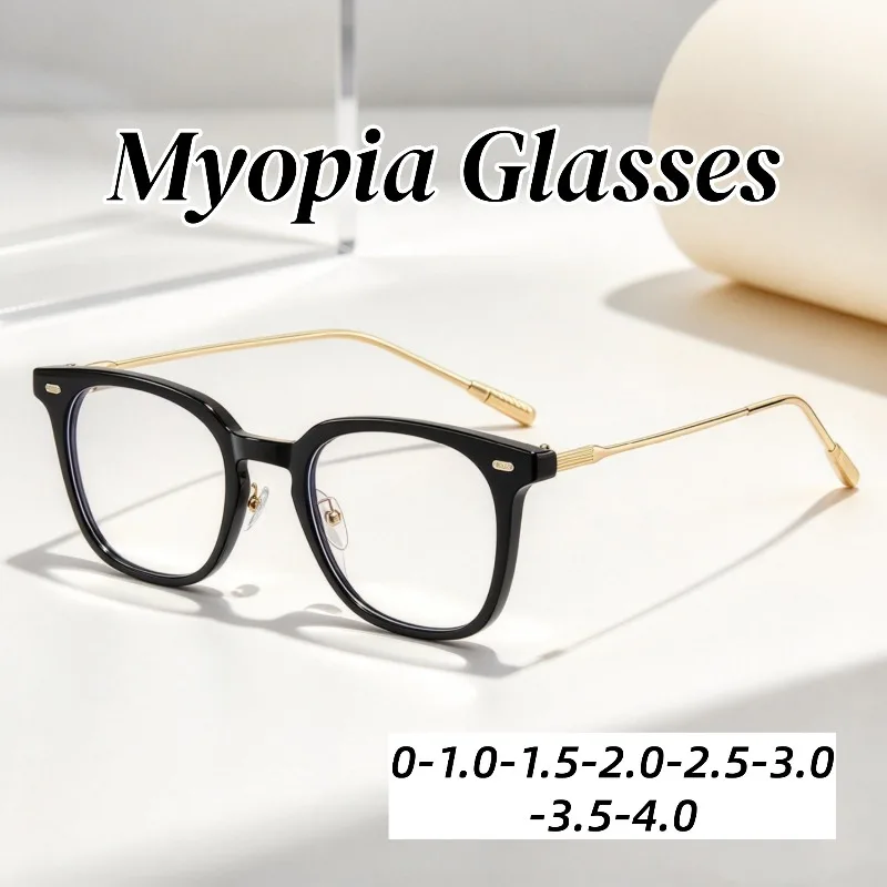 New Metal Round Anti Blue Light High Definition Myopia Eyeglasses Trendy Classic Versatile Comfortable Near Sight Eyewear Unisex