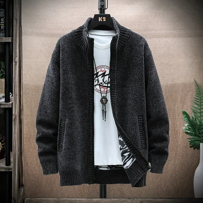 Men Turtleneck SweaterCoat 2024 Autumn Winter Wool Thick Warm Sweater Jackets Zipper Solid Casual Knitted Cardigan mens clothes
