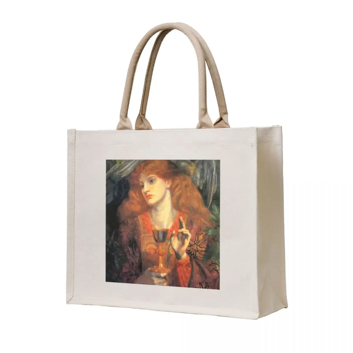 The Damsel of the Holy Grail - Dante Gabriel Rossetti Tote Bag حقائب يد نسائية قابلة لإعادة الاستخدام حقيبة تسوق حمل الحقائب الجمالية