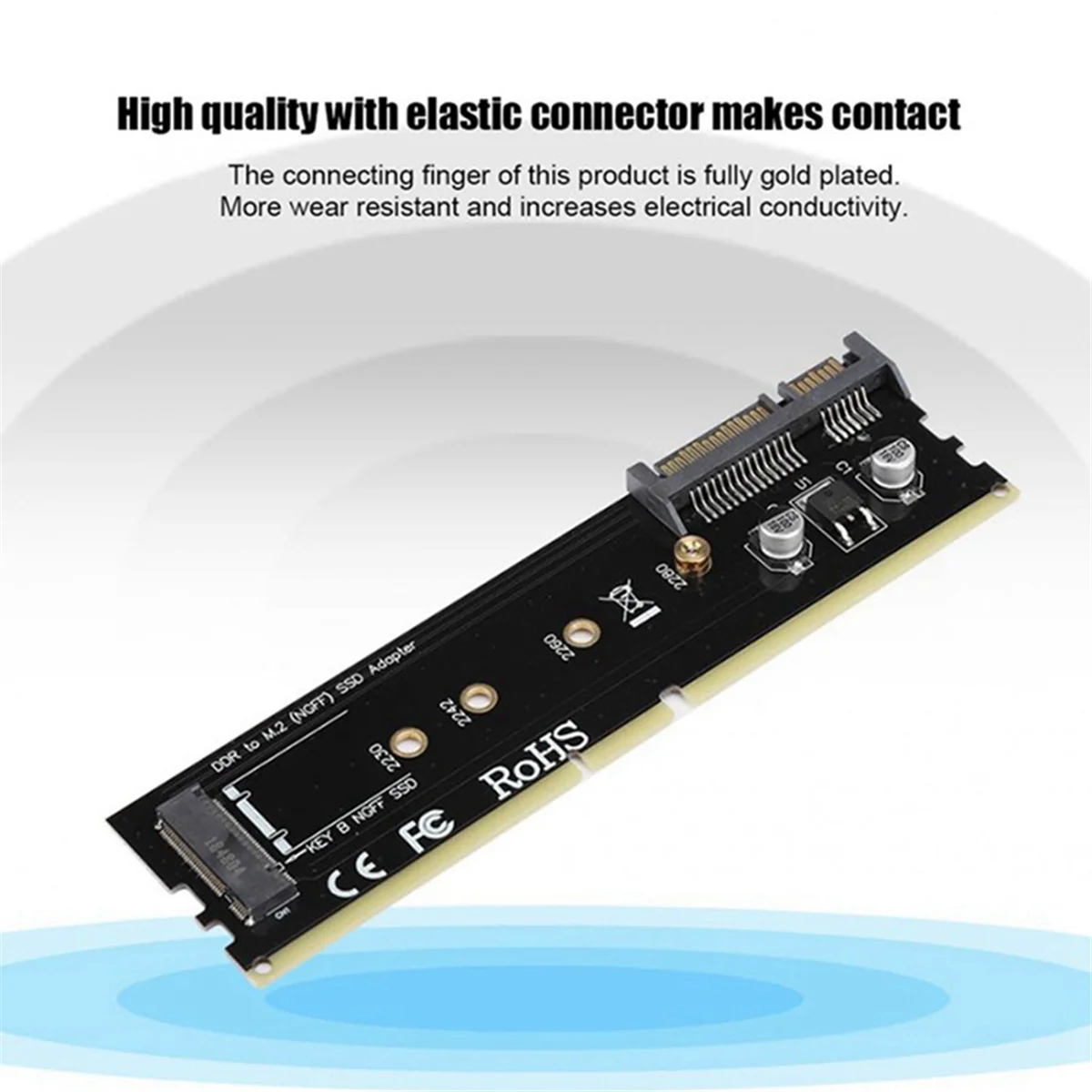 Adaptador SSD DDR3 DDR4 DDR2 a M2 M.2 NGFF B Key Riser Card SATA 15Pin Power + SATA 7Pin Data Port